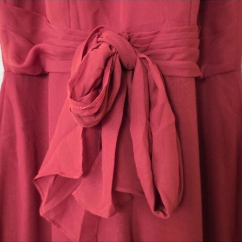 JJ'S House Bess Vermillion Wide Leg Chiffon Halter Jumpsuit Formal - Size 6 - Picture 4 of 12